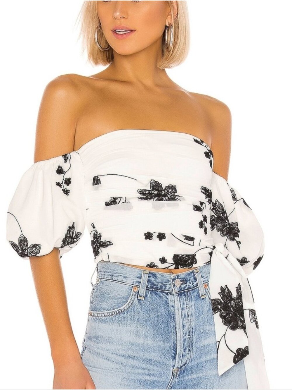 House Of Harlow x Revolve Embroidered Reya Off The Shoulder Blouse
